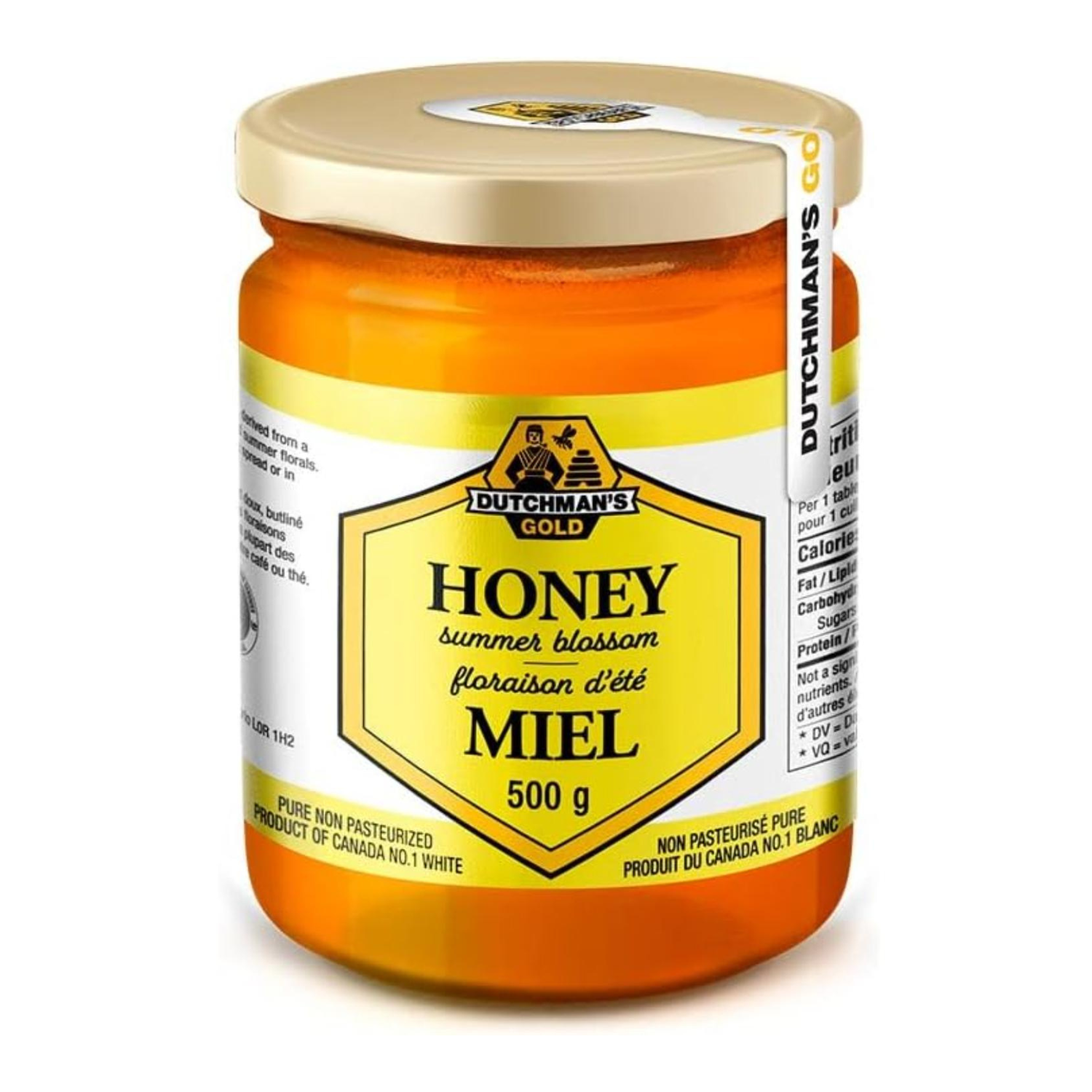 Dutchman’s Gold 100% Organic Summer Blossom Honey, 500g, Pure, and Unpasteurized Honey from Canada, Rich in Enzymes and Antioxidants, Ideal for Tea, Coffee, Made in Canada