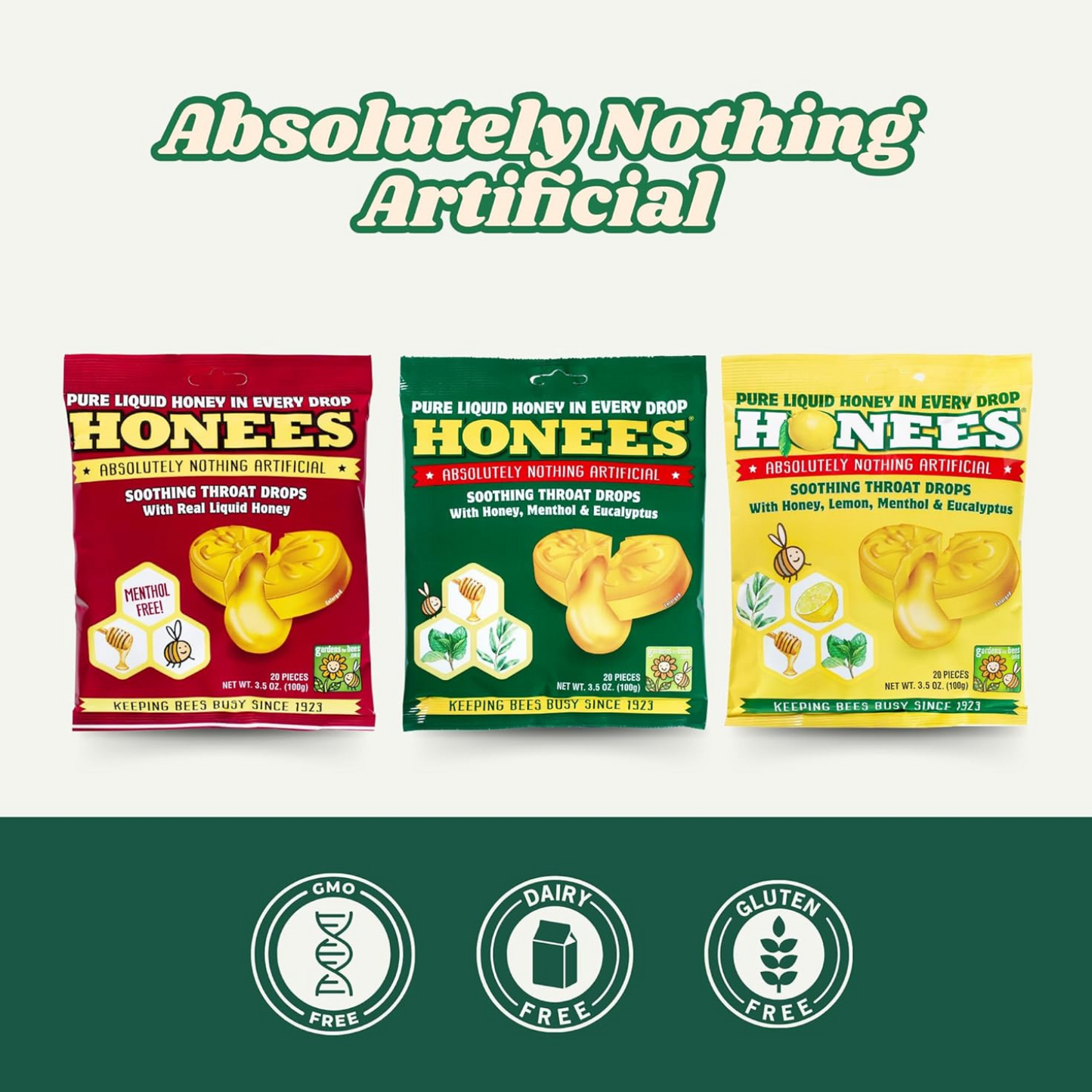 Honees Honey Soothing Drops Candies 3 x 100g