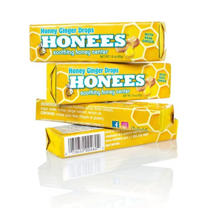 Honees Honey Ginger Drops Bars Candies 10 x 45g