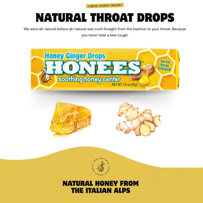 Honees Honey Ginger Drops Bars Candies 10 x 45g