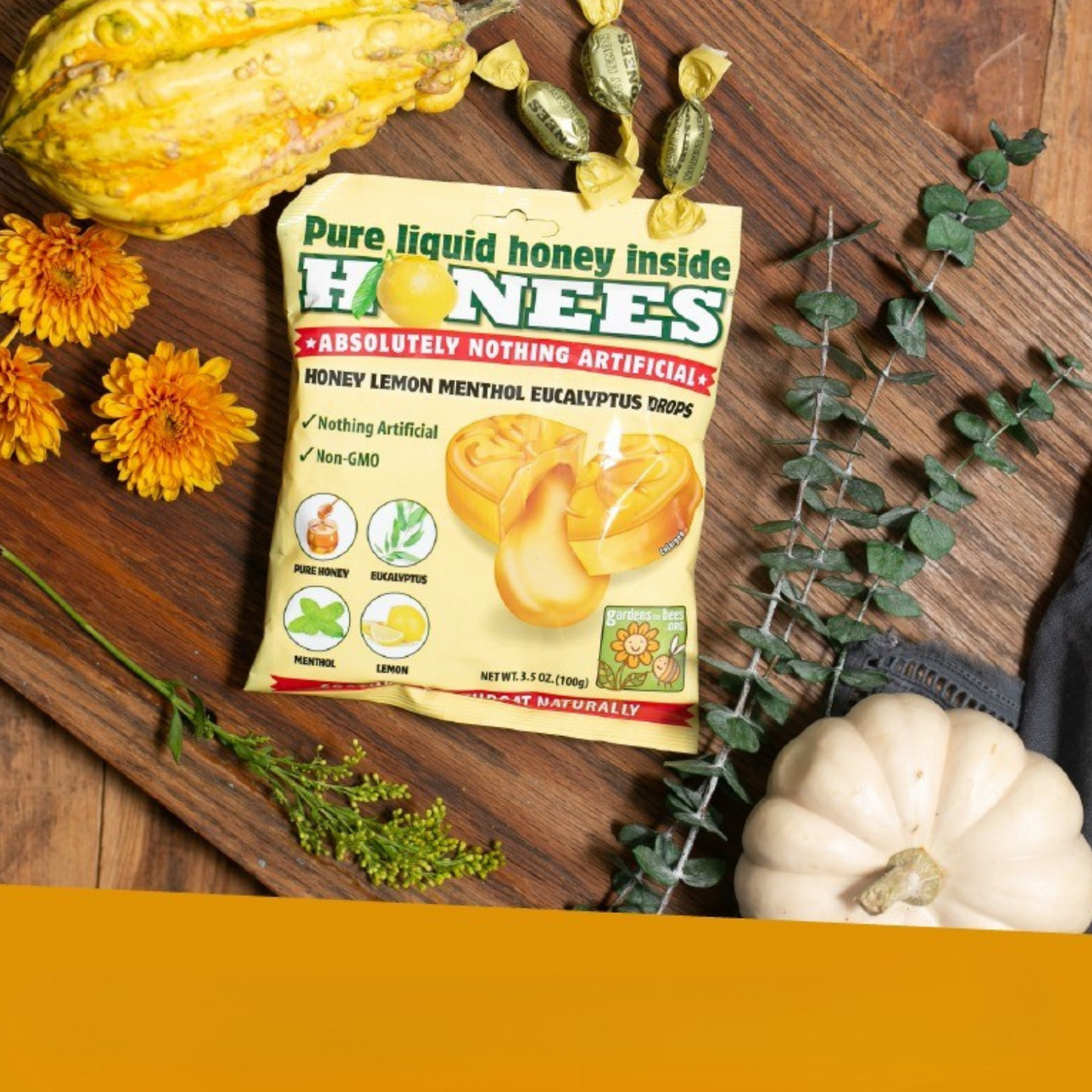 Honees Honey Lemon Cough Drops Candies 3 x 100g