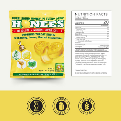 Honees Honey Lemon Cough Drops Candies 3 x 100g
