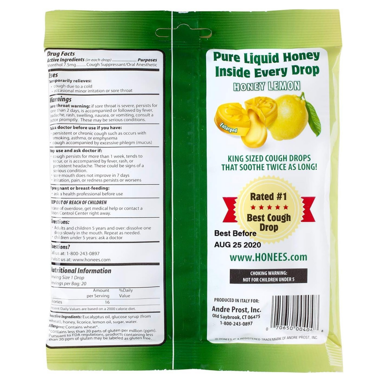 Honees Honey Lemon Cough Drops Candies 3 x 100g