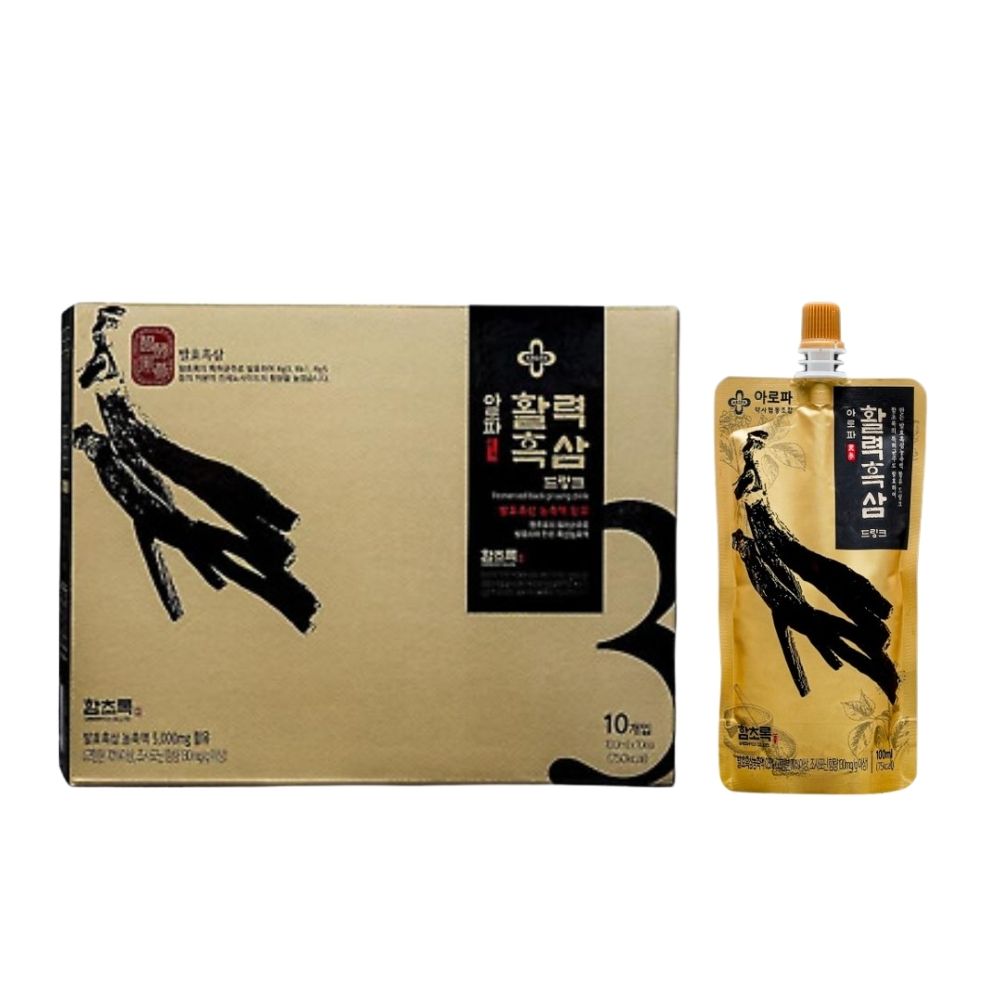 HAMCHOROK Vitality Black Panax Ginseng Drink – Boosts Energy, Focus & Stamina – Traditional Korean Herbal Tonic – 10 x 100ml Pouches