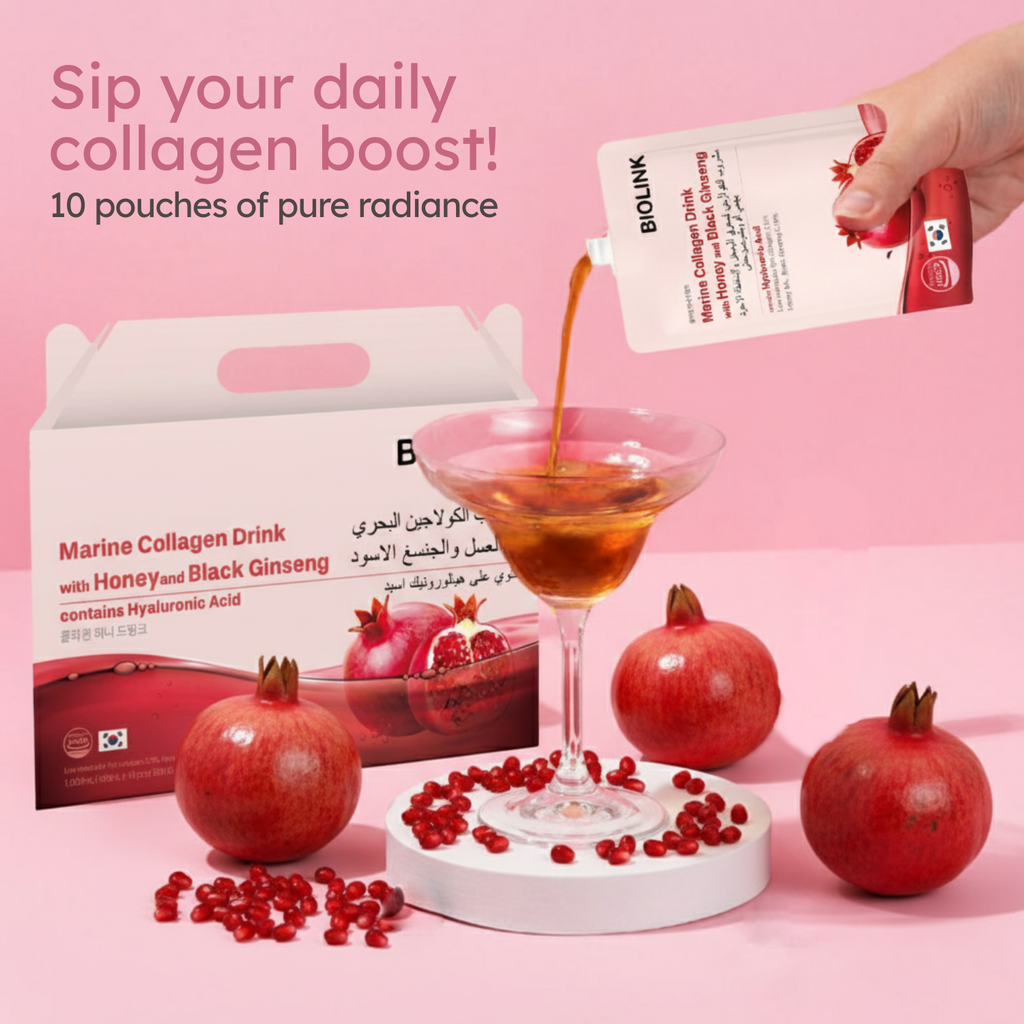 Biolink Marine Collagen Drink 10x100ml – Hyaluronic Acid, Collagen, Black Ginseng & Pomegranate