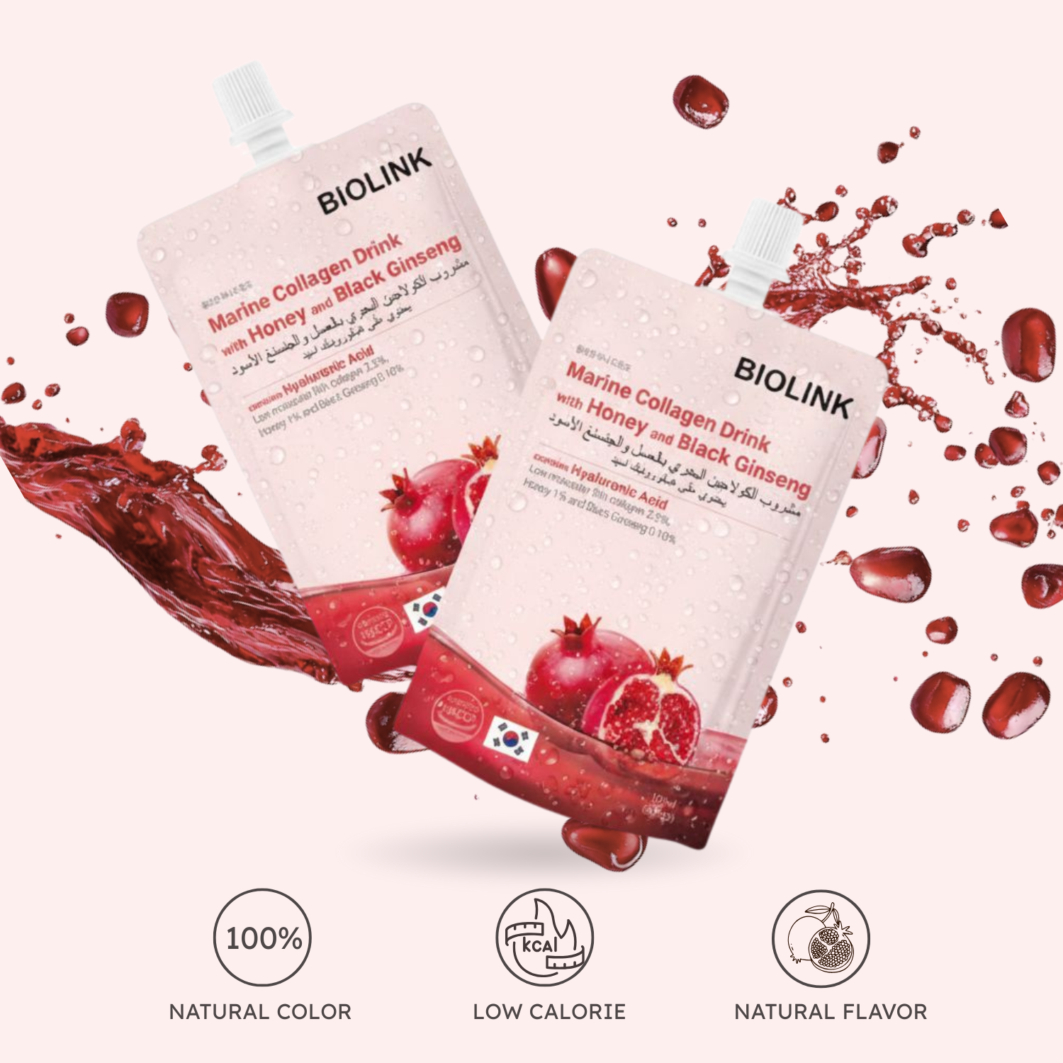 Biolink Marine Collagen Drink 10x100ml – Hyaluronic Acid, Collagen, Black Ginseng & Pomegranate