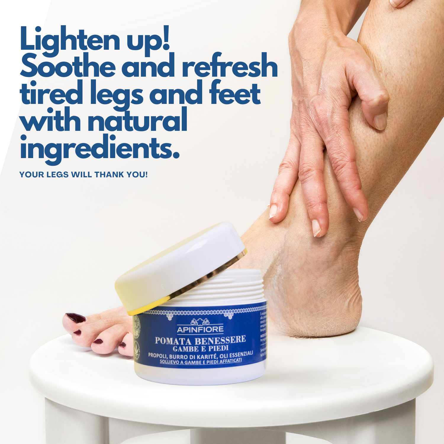 Pain Relief Cream for Legs, Feet & Joints – Fast-Absorbing with Organic Propolis, Shea Butter & Oils – 100ml