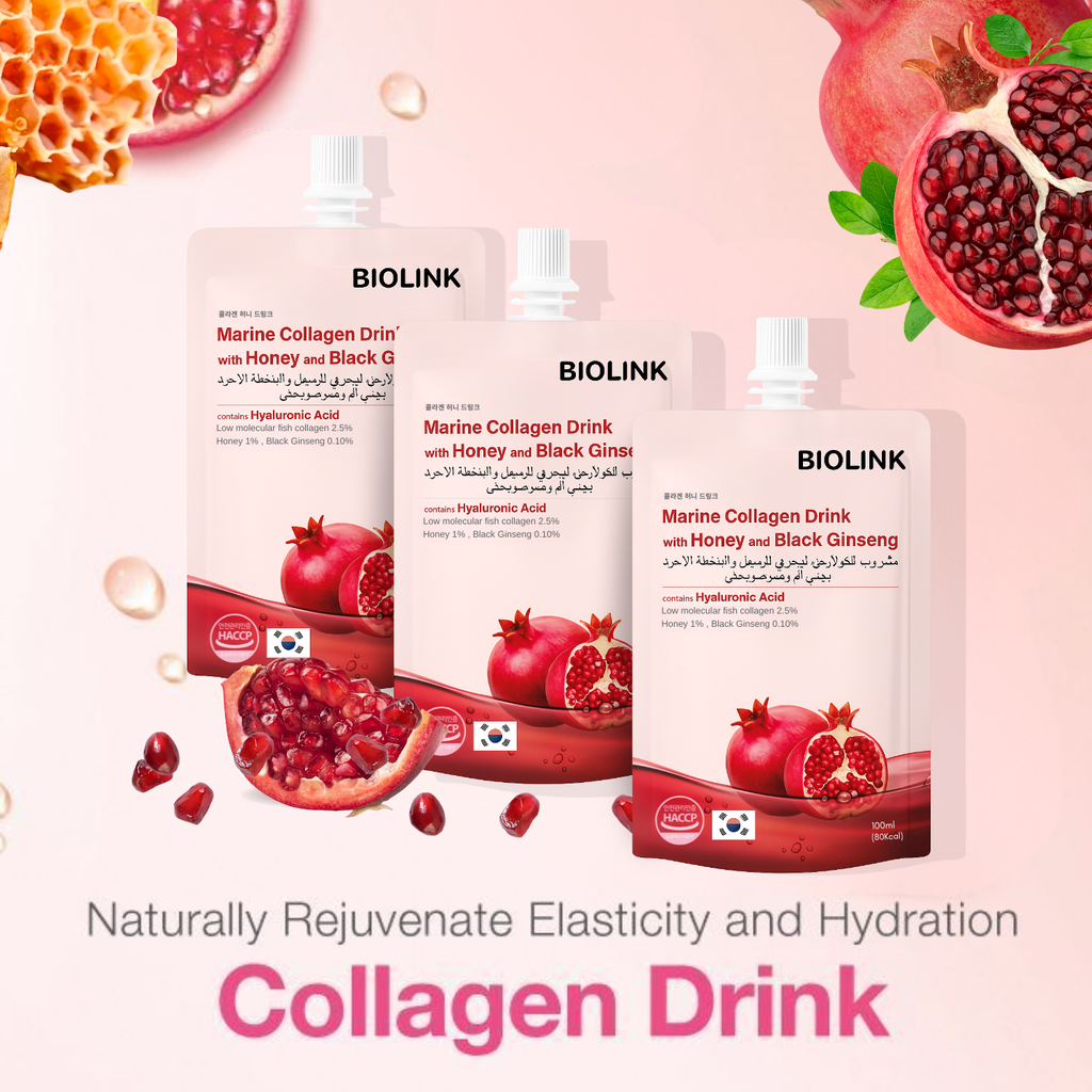 Biolink Marine Collagen Drink 10x100ml – Hyaluronic Acid, Collagen, Black Ginseng & Pomegranate
