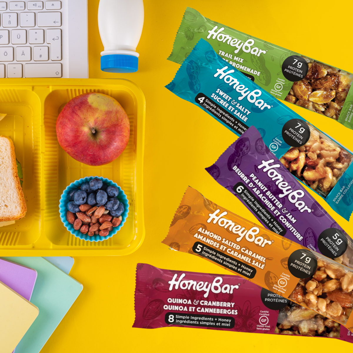 HoneyBar Assorted 5-Pack | 20 x 40g Healthy Snack Bars, Natural, Vegan, Gluten-Free, Non-GMO