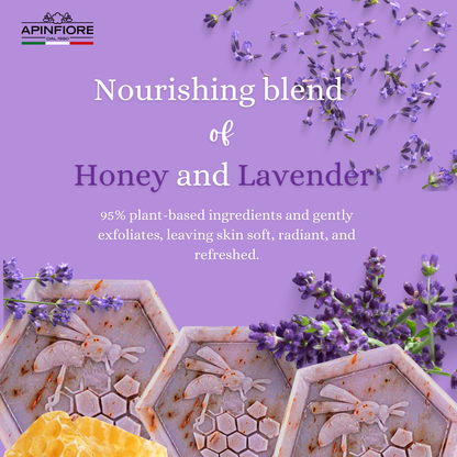 Organic Honey & Lavender Soap Bar 100g x3 – Handmade Antioxidant Moisturizing Soap for Face & Body