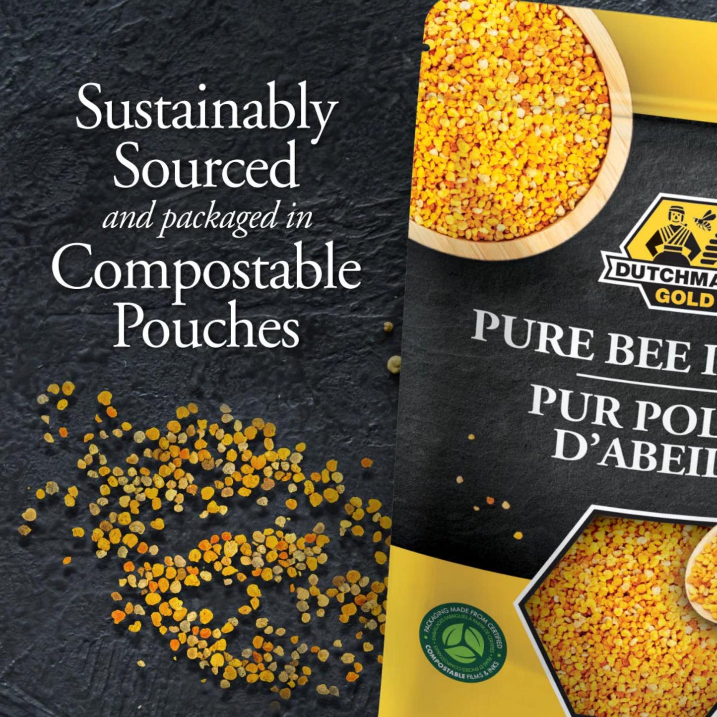 Dutchman’s Gold Pure Canadian Bee Pollen Granules, 500g, Immune & Energy Booster
