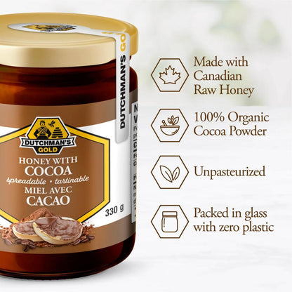 Cocoa Honey Spread 330g – Made with Real Cacao, Rich & Creamy Honey Blend