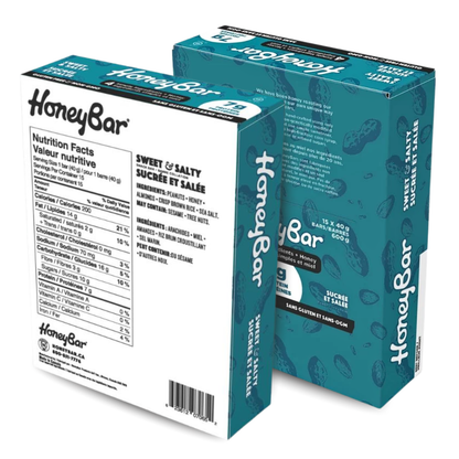 HoneyBar Sweet & Salty Snack Bars, Almond & Sea Salt, Gluten-Free & Non-GMO, 40g x 15