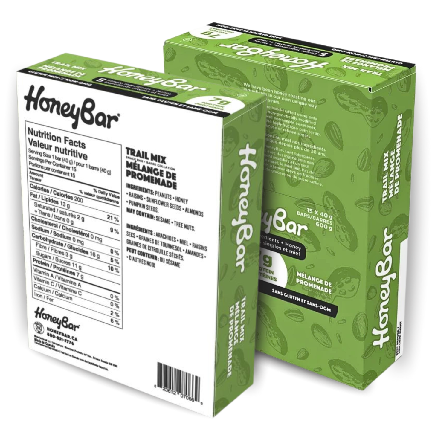 HoneyBar Trail Mix Snack Bars - Raisins & Pumpkin Seeds, Gluten-Free & Non-GMO, 40g x 15