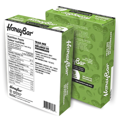 HoneyBar Trail Mix Snack Bars - Raisins & Pumpkin Seeds, Gluten-Free & Non-GMO, 40g x 15