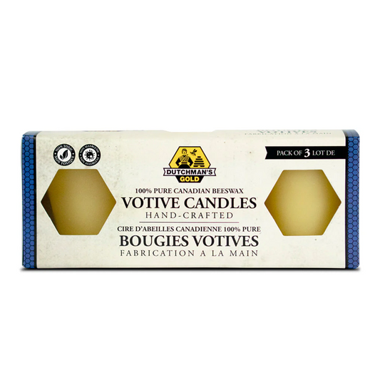 100% Pure Beeswax Votive Candles 3pcs Dripless Smokeless Natural Clean Burn