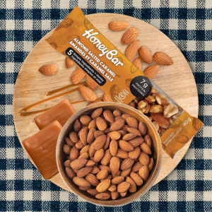 HoneyBar Almond Salted Caramel Bars – Roasted Almonds & Natural Caramel Flavor | Chewy, Gluten-Free, Non-GMO, Vegetarian | 15 x 40g