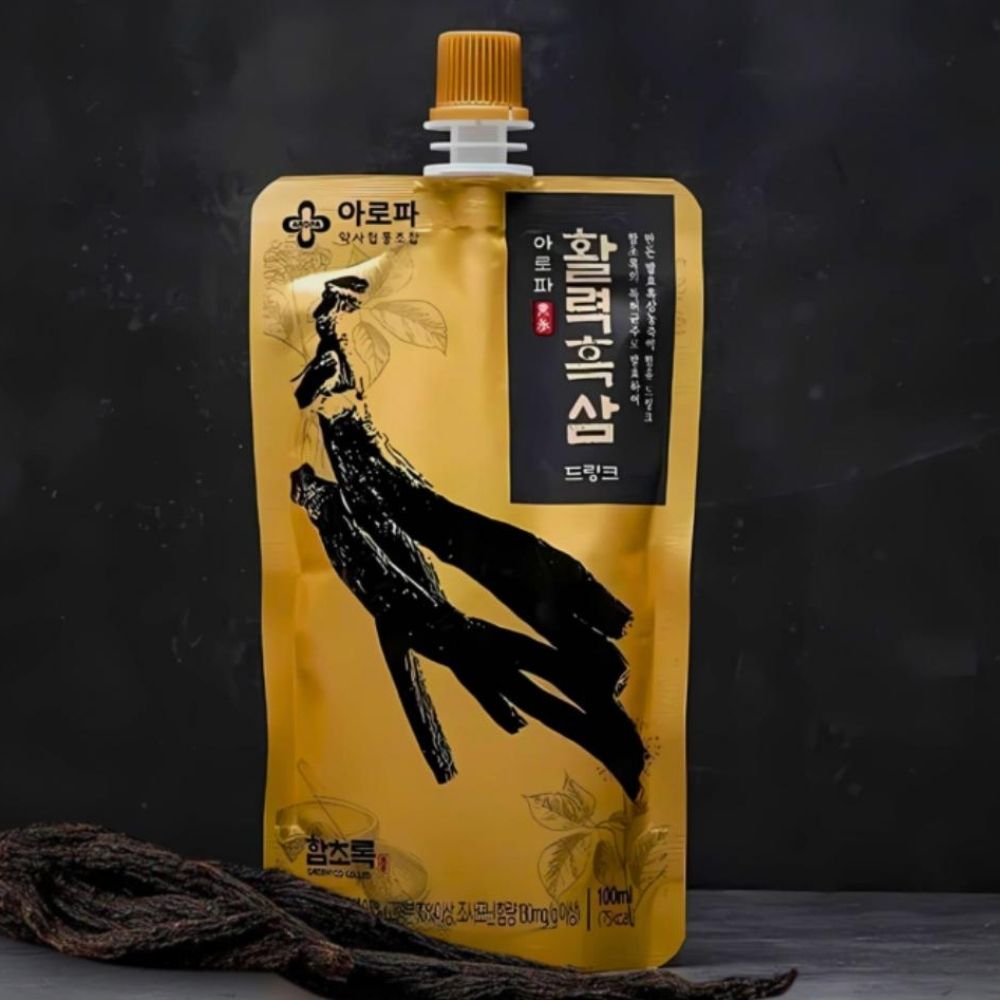 HAMCHOROK Vitality Black Panax Ginseng Drink – Boosts Energy, Focus & Stamina – Traditional Korean Herbal Tonic – 10 x 100ml Pouches