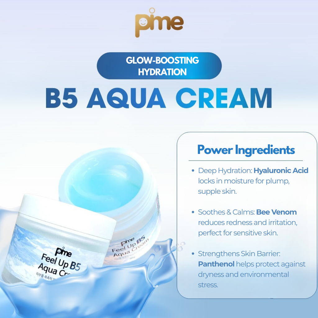 PIME Aqua Cream – Hydrating & Soothing Moisturizer for Sensitive Skin – Infused with Bee Venom, Hyaluronic Acid & Vitamin B5 – Deep Nourishment, Anti-Aging & Skin Repair – 50g