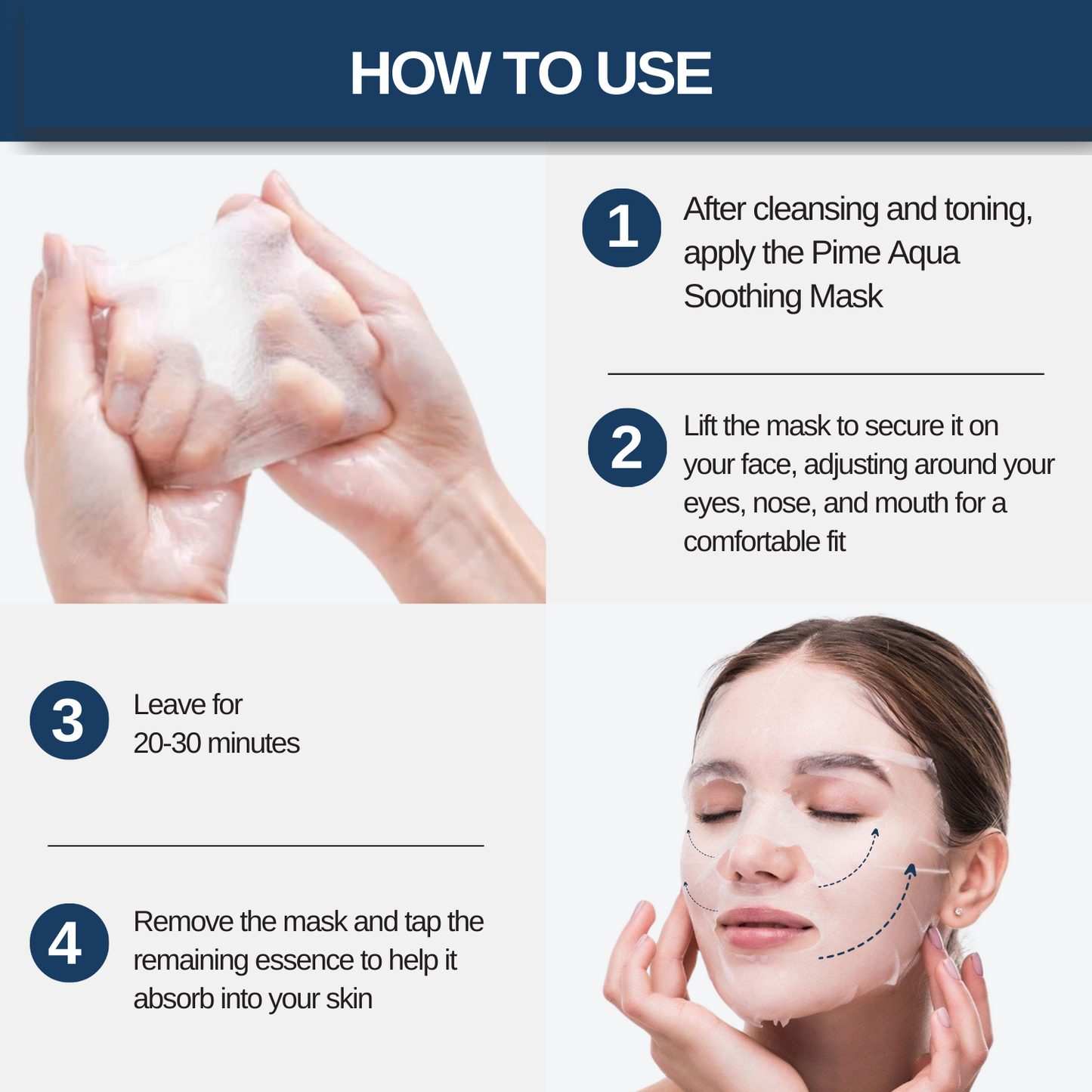 PIME Aqua Soothing Mask 10 Pack x2 – 20 Sheets Vitamin B5 Hydrating Sheet Mask, Acne-Prone & Redness Relief, Moisturizing For Dry Tired Skin, Deep Hydration, Korean Skincare