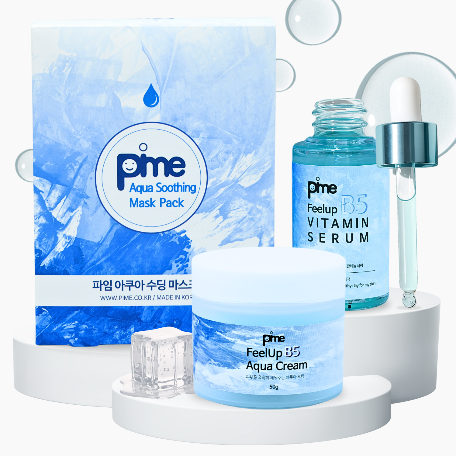 PIME Barrier Repair Skincare Set | 10 Hydrating Masks, Aqua Cream & Vitamin Serum 50ml | Anti-Aging, Acne-Prone, Dark Spots & Wrinkle Care
