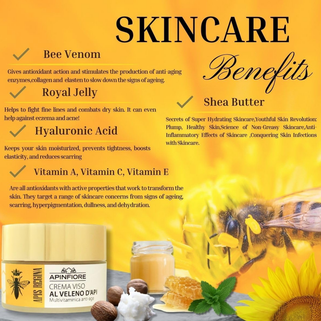 Apinfiore Bee Venom Skincare Duo – Anti-Aging Face Serum & Cream Set for Lifting, Firming, Wrinkle Reduction & Radiant Skin – Natural Ingredients, Day & Night Use