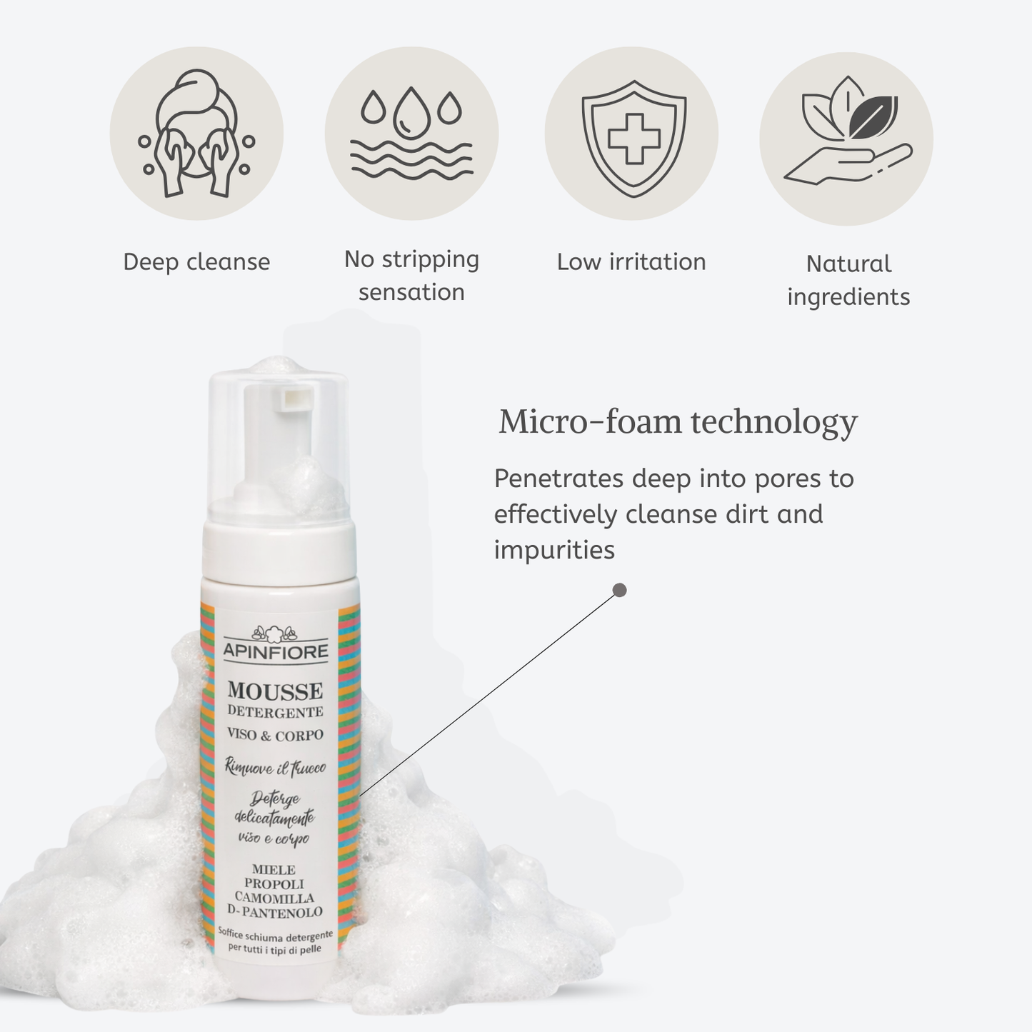 Facial Cleanser Mousse with Honey and Chamomile