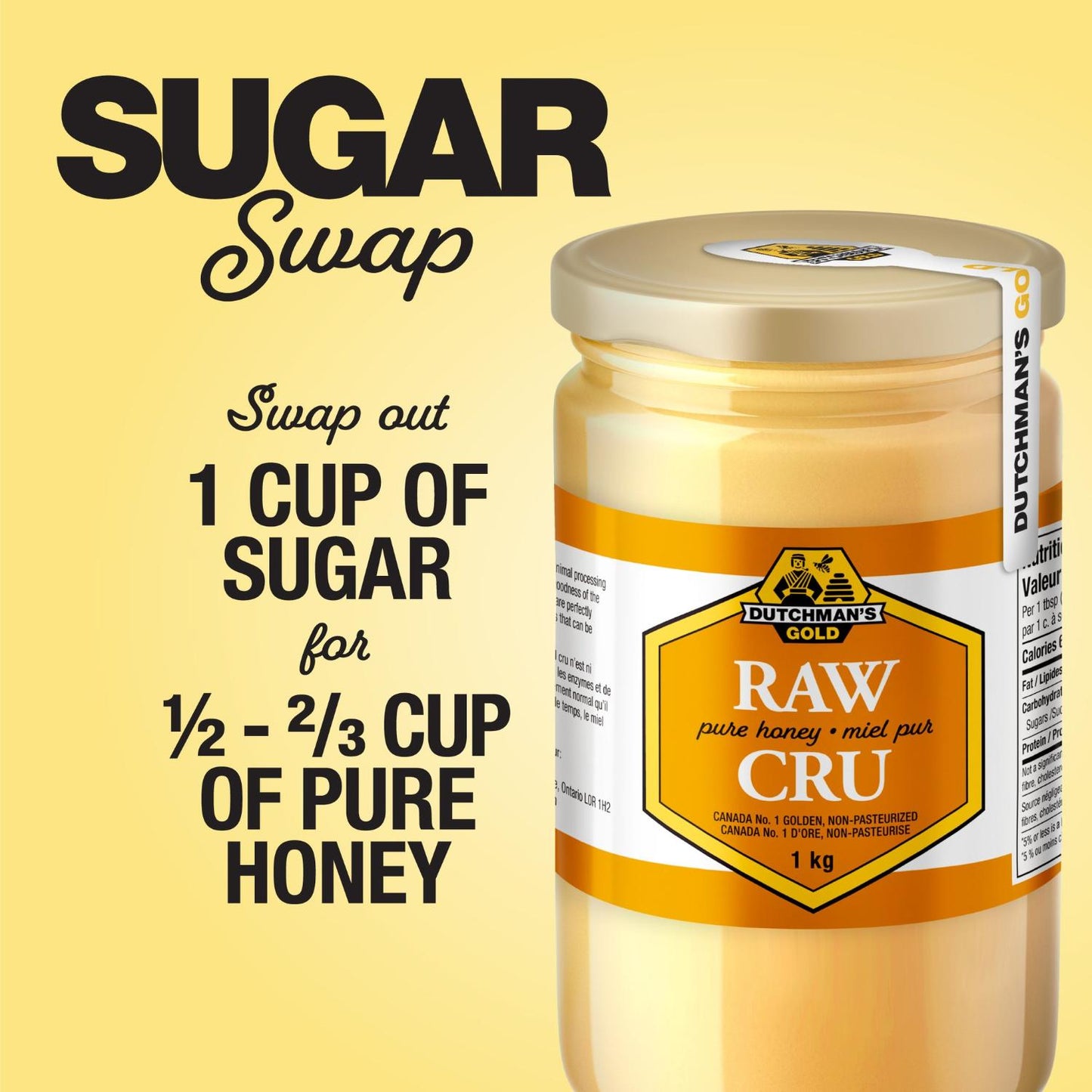 Dutchman's Gold Raw Honey 1 Kg - Unfiltered - Non-pasteurized