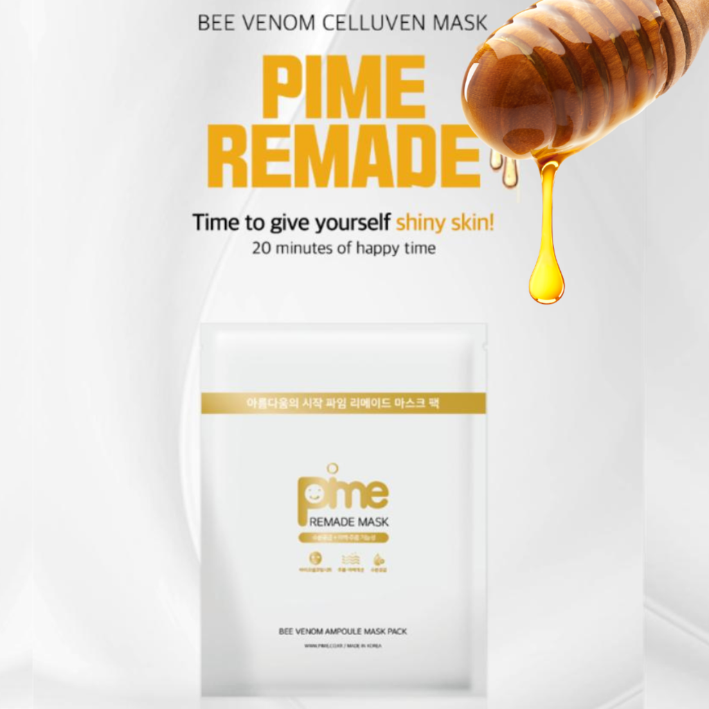 PIME Bee Venom Collagen Sheet Mask 5-Pack x2 – 10 Sheets Korean Skincare, Acne-Prone & Sensitive Skin, Overnight Face Mask for Soothing, Hydrating, Anti-Aging, Firming, Plumping & Elasticity Boost
