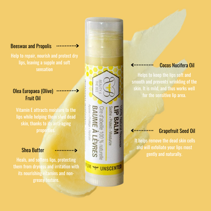 Organic Lip Balm Beeswax Unscented Hydrating Lip Treatment