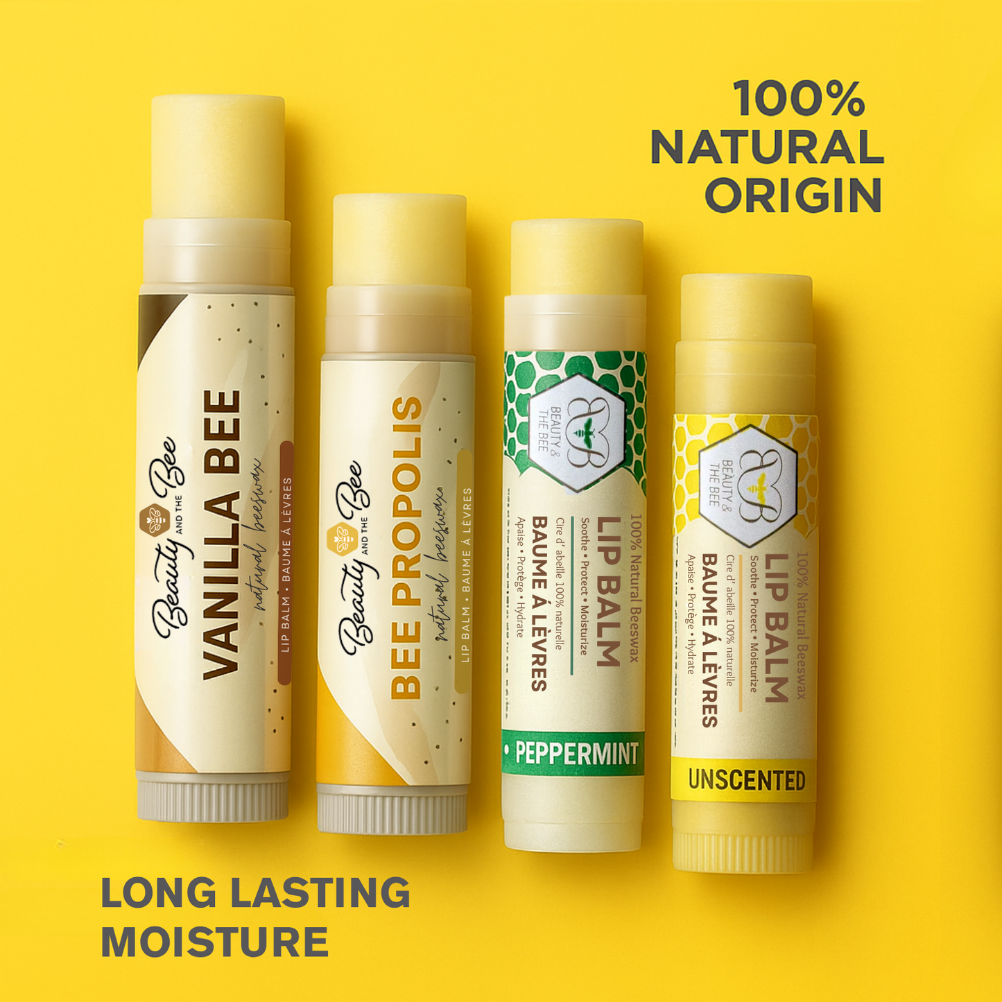 Organic Lip Balm Set Moisturizing Beeswax and Shea Butter