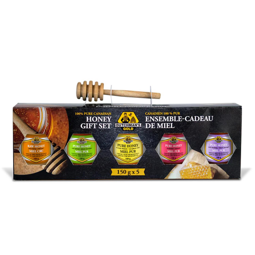 Dutchman's Gold Honey Gift Pack 5 x 150g – Assorted Pure Canadian Honeys, Perfect for Gifting & Tasting