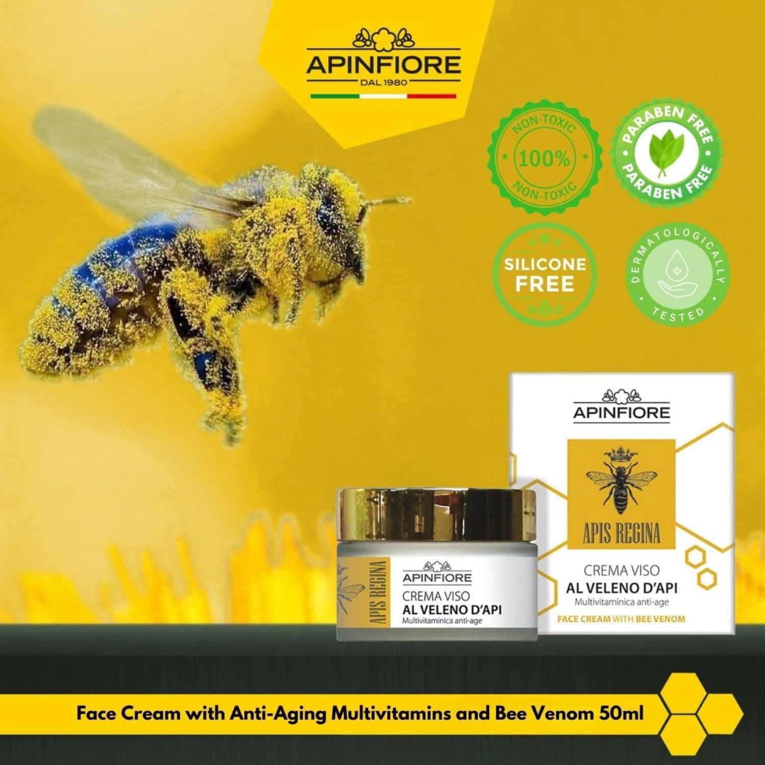 Apinfiore Bee Venom Skincare Duo – Anti-Aging Face Serum & Cream Set for Lifting, Firming, Wrinkle Reduction & Radiant Skin – Natural Ingredients, Day & Night Use
