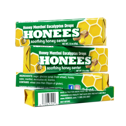 Honees Honey Menthol Eucalyptus Drops Bars Candies  10 x 45g