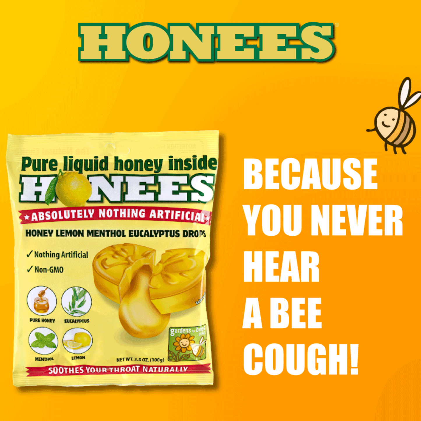 Honees Honey Lemon Cough Drops Candies 3 x 100g