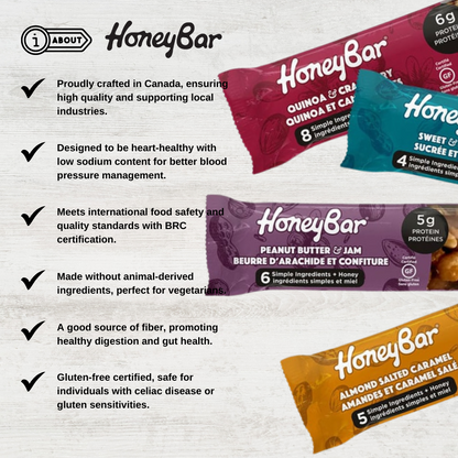 HoneyBar Quinoa & Cranberry Snack Bars - Gluten-Free & Non-GMO, 40g x 5