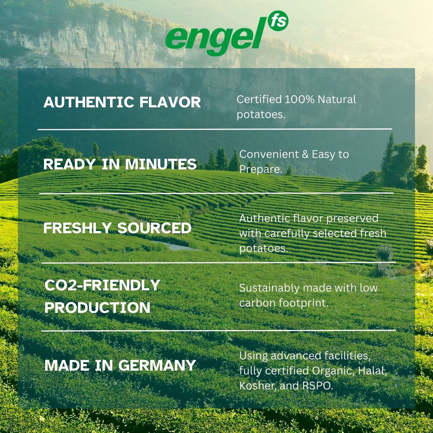 Engel Premium Mashed Potato with Skimmed Milk, 4kg | Creamy, Pure & Natural Potatoes, Halal, Vegetarian, Rich in Protein | Ready in Minutes, Side Dish & Emergency Food Supply