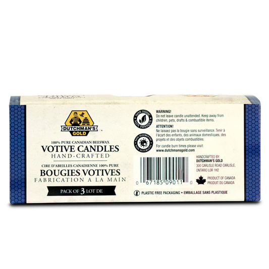 100% Pure Beeswax Votive Candles 3pcs Dripless Smokeless Natural Clean Burn