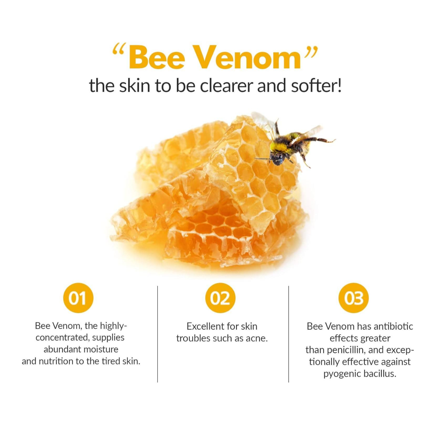 PIME Bee Venom Collagen Sheet Mask 5-Pack x2 – 10 Sheets Korean Skincare, Acne-Prone & Sensitive Skin, Overnight Face Mask for Soothing, Hydrating, Anti-Aging, Firming, Plumping & Elasticity Boost