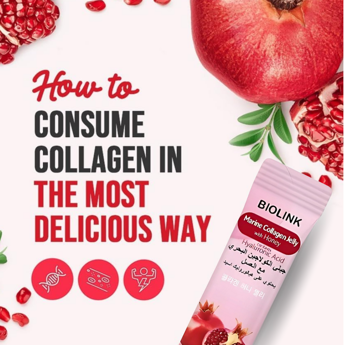 Biolink Marine Collagen Jelly 20g x15 for Hair Skin Nails with Hyaluronic Acid