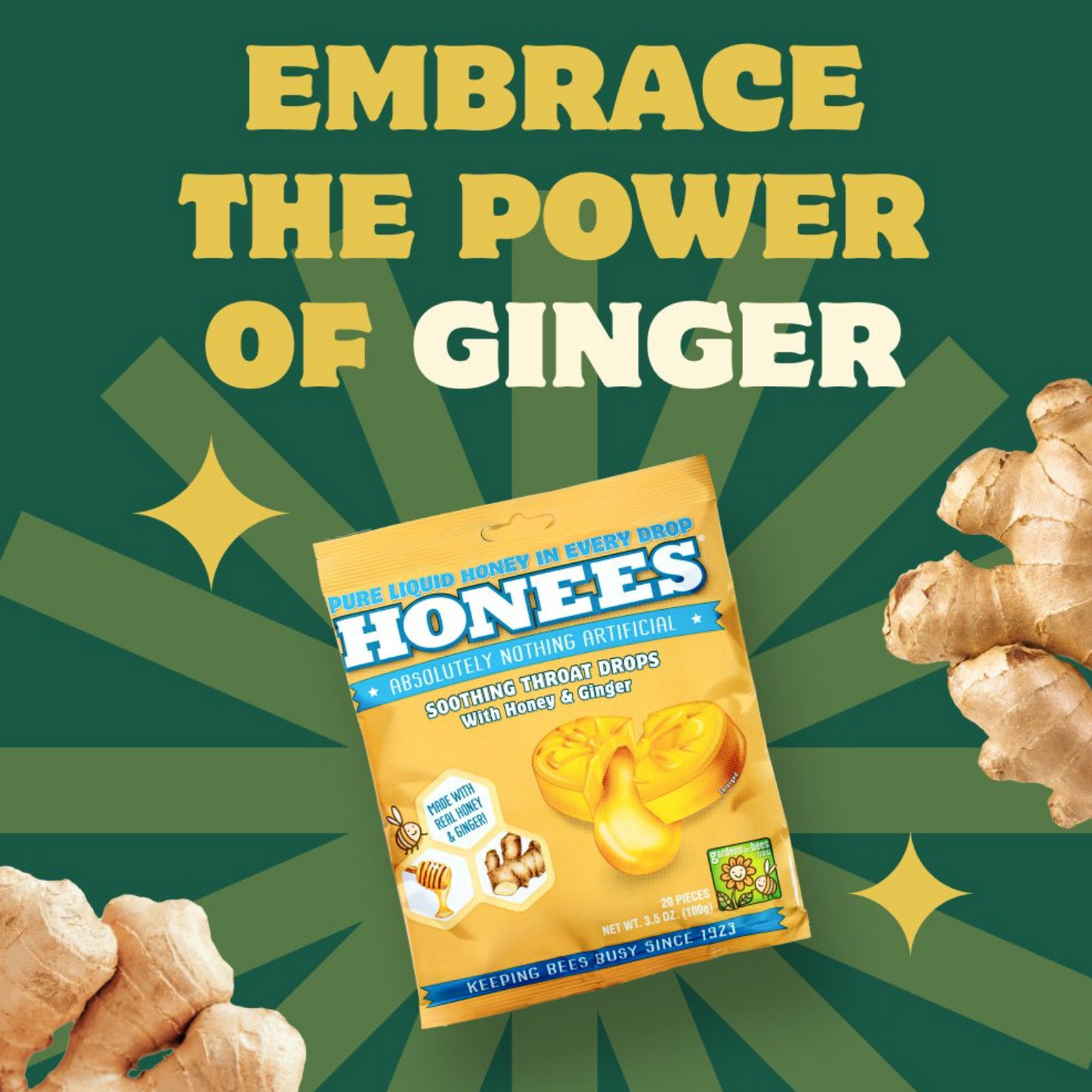 Honees Ginger Candies – Natural Soothing Relief for Throat & Cough
