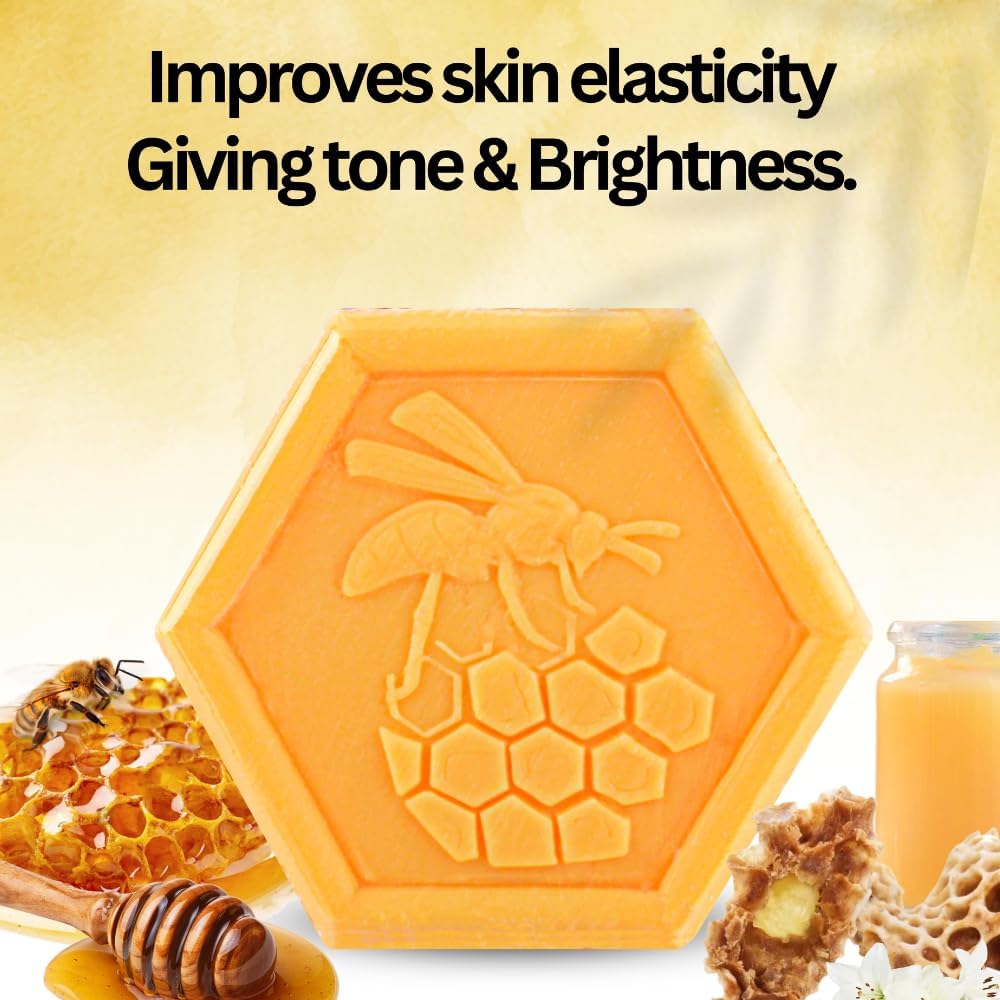 Apinfiore Natural Vegetable Soap with Honey and Royal Jelly – 100% Handmade, Moisturizing & Nourishing – Gentle Cleansing for Face, Hands & Body – Hydrating, Softening & Enriched with Antioxidants – Suitable for All Skin Types – Pack of 3 Bars (100g Each)