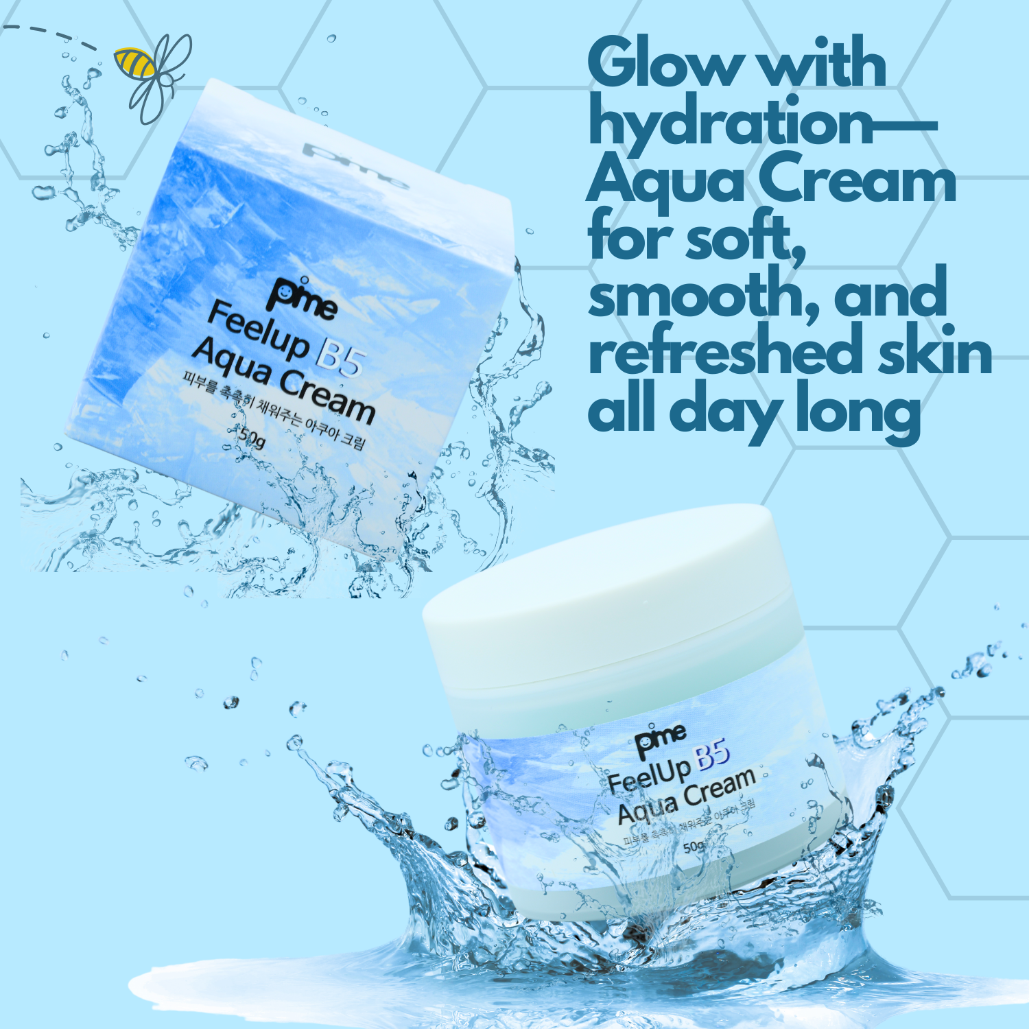 PIME Aqua Cream – Hydrating & Soothing Moisturizer for Sensitive Skin – Infused with Bee Venom, Hyaluronic Acid & Vitamin B5 – Deep Nourishment, Anti-Aging & Skin Repair – 50g