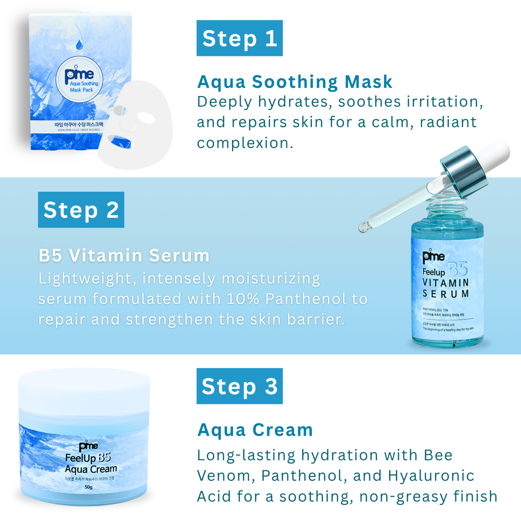 PIME Barrier Repair Skincare Set | 10 Hydrating Masks, Aqua Cream & Vitamin Serum 50ml | Anti-Aging, Acne-Prone, Dark Spots & Wrinkle Care