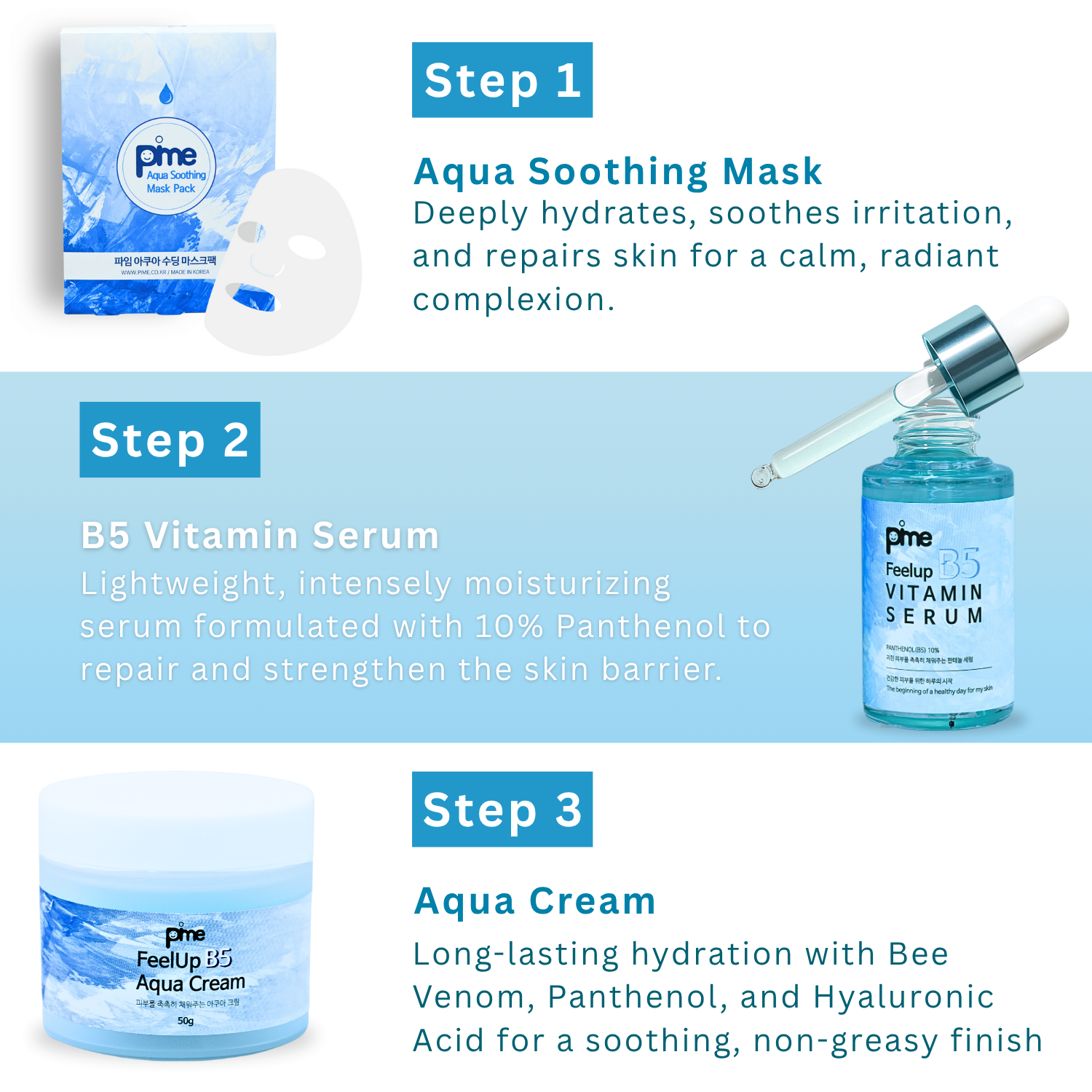 PIME Barrier Repair Skincare Set | 10 Hydrating Masks, Aqua Cream & Vitamin Serum 50ml | Anti-Aging, Acne-Prone, Dark Spots & Wrinkle Care
