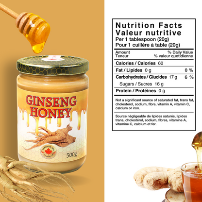 Ginseng Honey 500g – With Pure Canadian Ginseng Roots For Immune Support