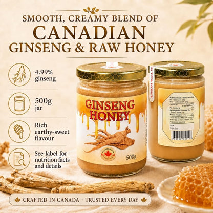 Canadian Vita Pure Ginseng Honey & Ginseng Slices – Duo Immune & Strength Booster, Natural Ginseng Supplement