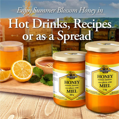 Summer Blossom Honey 1kg – 100% Canadian Floral Blend & Natural Sweetener