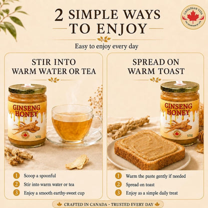 Canadian Vita Pure Ginseng Honey & Ginseng Slices – Duo Immune & Strength Booster, Natural Ginseng Supplement