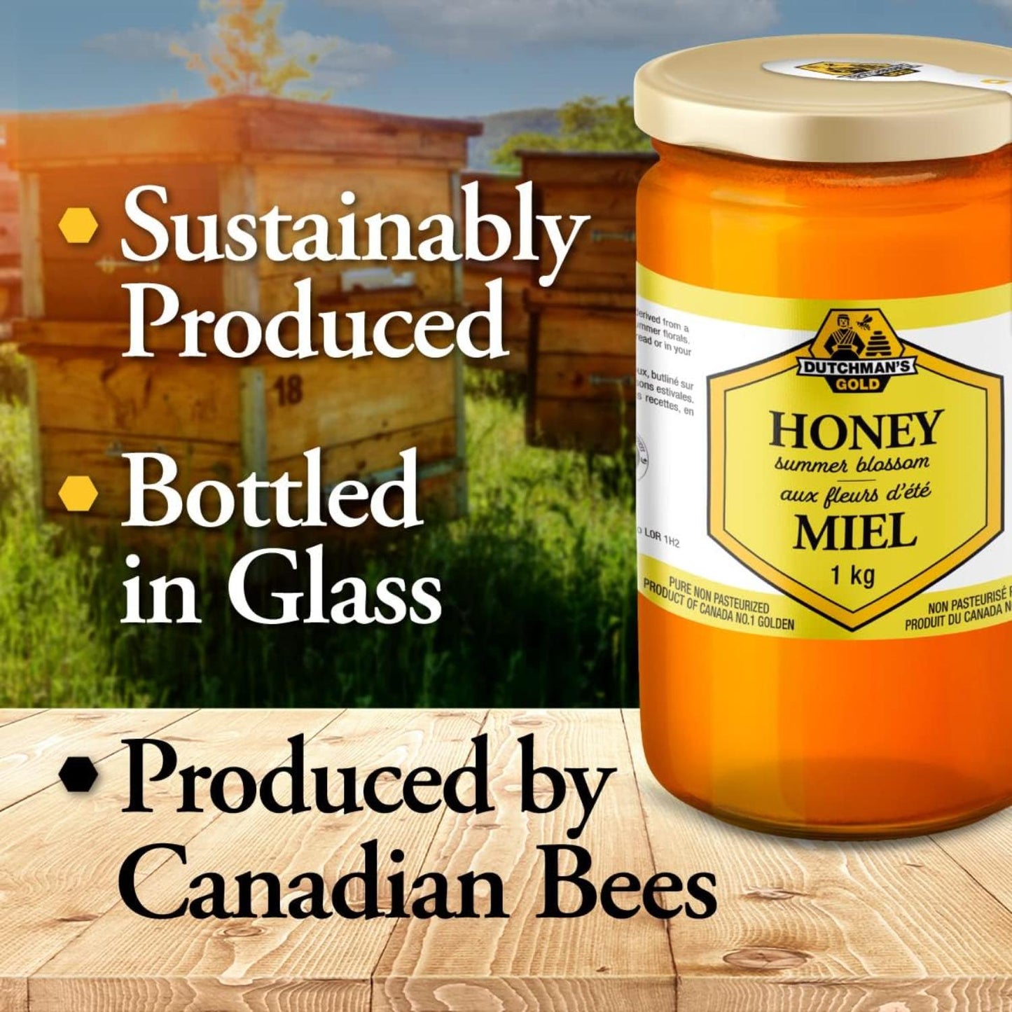 Summer Blossom Honey 1kg – 100% Canadian Floral Blend & Natural Sweetener